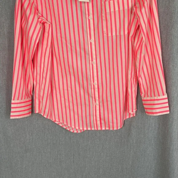NWT a new day Women Neon Stripe Cotton Blend Button Down Shirt Sz M Work - Picture 4 of 11